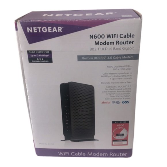 NETGEAR  N600 Wifi Cable Modem Router 802.11n Dual Band Gigabit - Picture 2 of 6